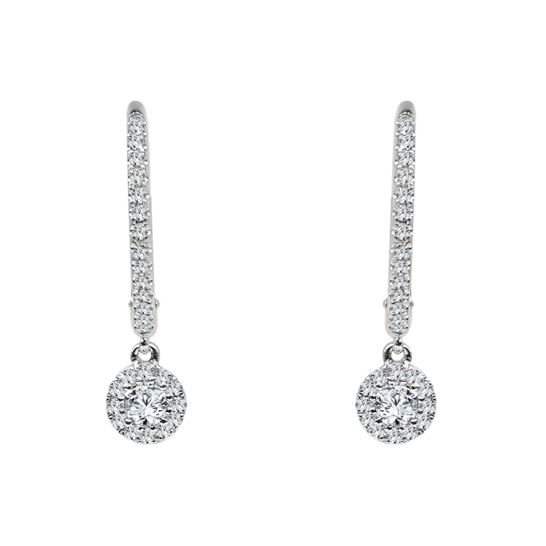 14 Karat White Gold Earrings with Natural Diamond 0.30 Carats
