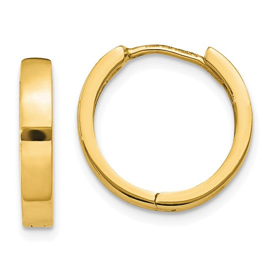 14 Karat Yellow Gold Round Hinged Hoop Earrings