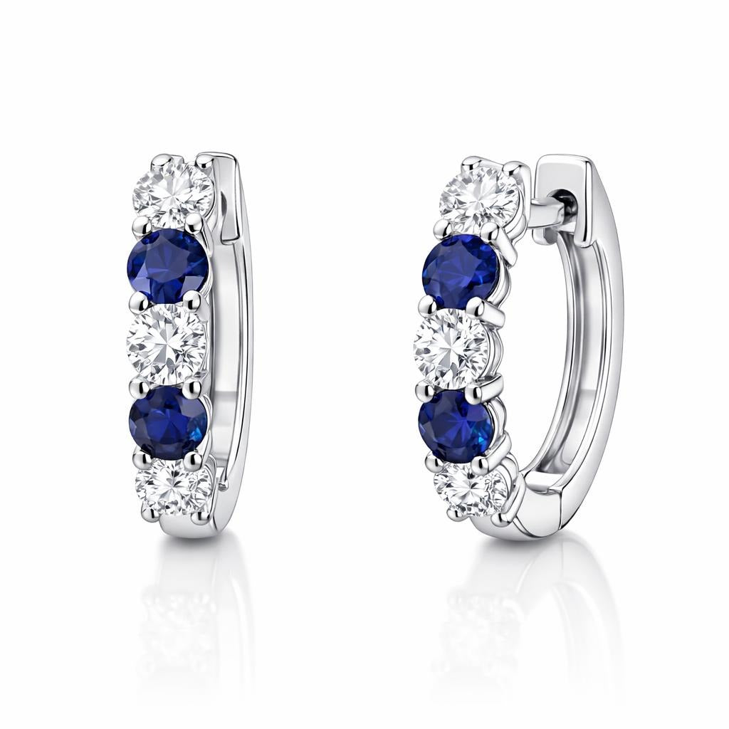 14 Karat White Gold Earrings with Blue and White Stones