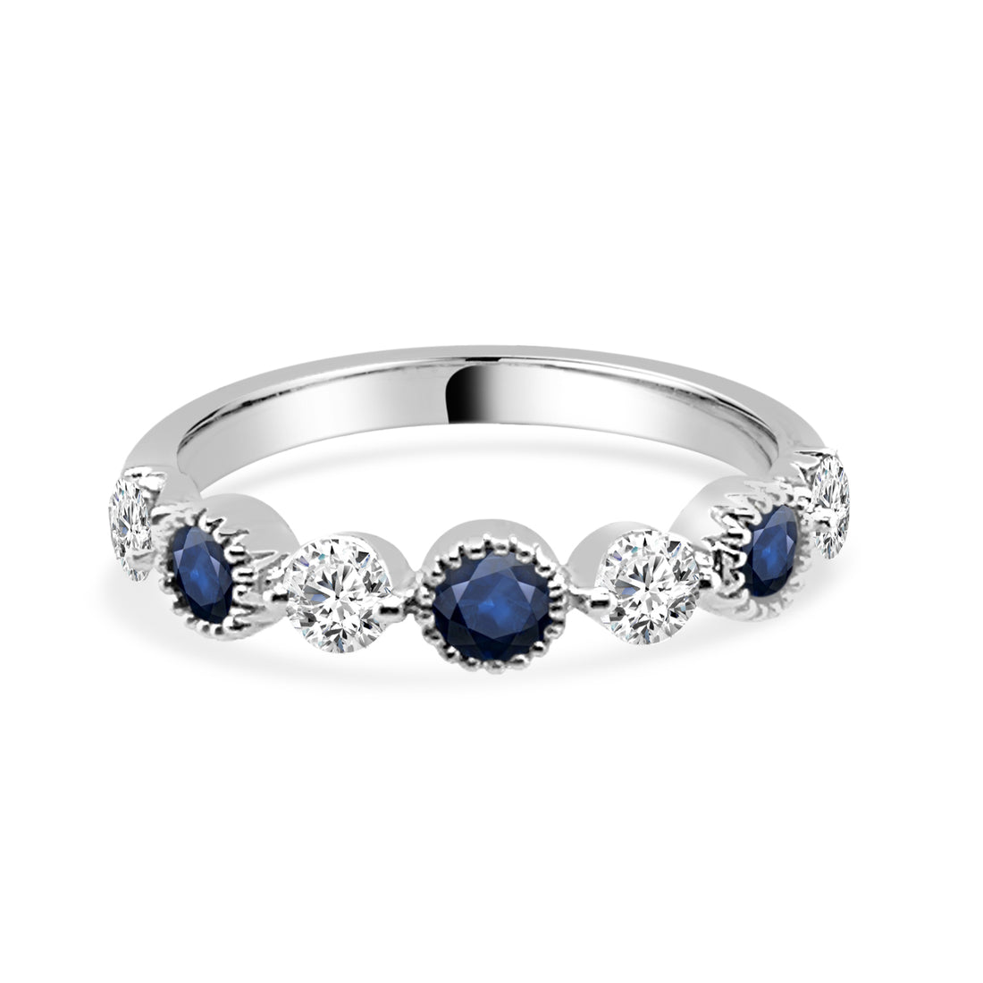 14K White Gold Blue Sapphire Ring with 0.398 Carat Gemstone
