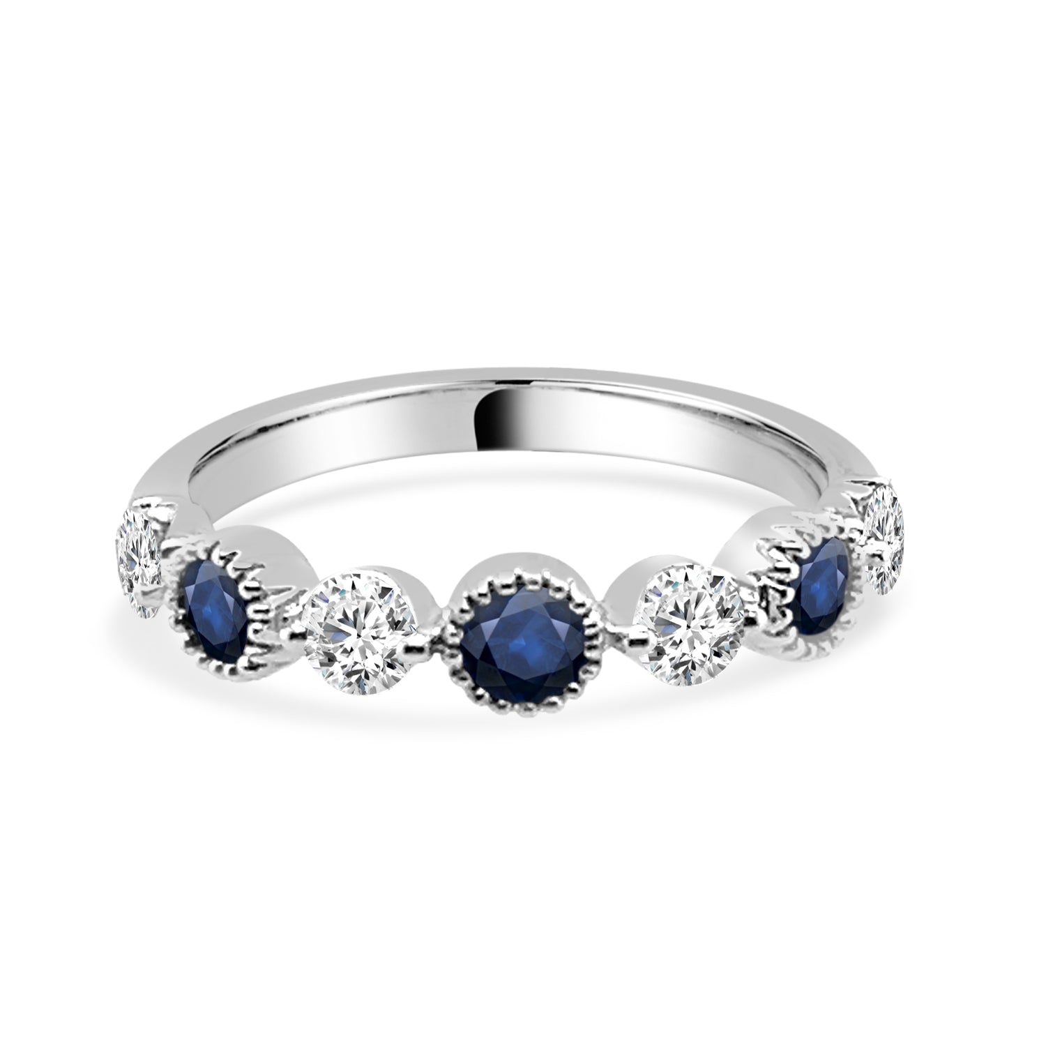14K White Gold Blue Sapphire Ring with 0.398 Carat Gemstone