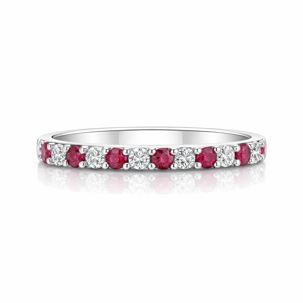 Ruby and Diamond Straight Band Ring
