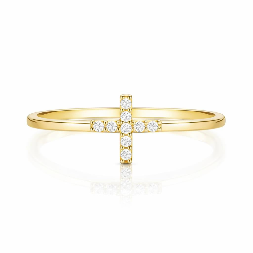 Petite Cross Ring in 10 Karat Yellow Gold