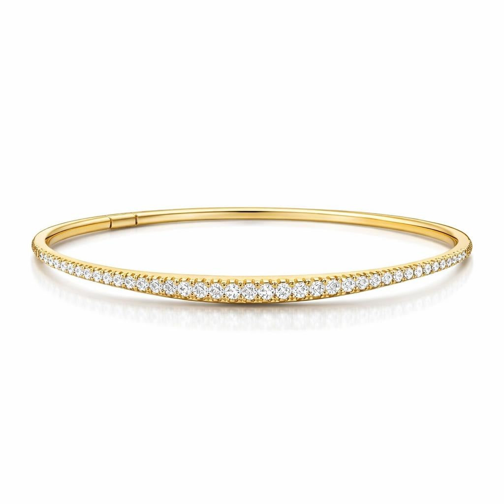 14 Karat Yellow Gold Half Eternity Flex Bangle