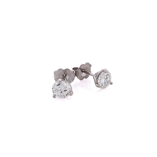 0.46 Carat Natural Diamond Solitaire Studs in 14 Karat White Gold