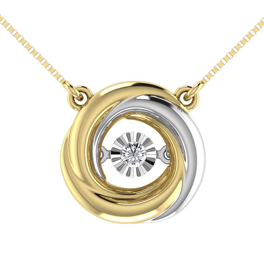 Sure! How about Round Intertwined 10 Karat Two-Tone Necklace with Natural Diamond - 0.08 Carat?