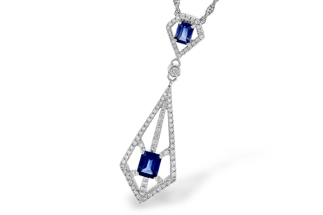 14 Karat White Gold Blue Sapphire Necklace with 0.70 Carat Gemstone