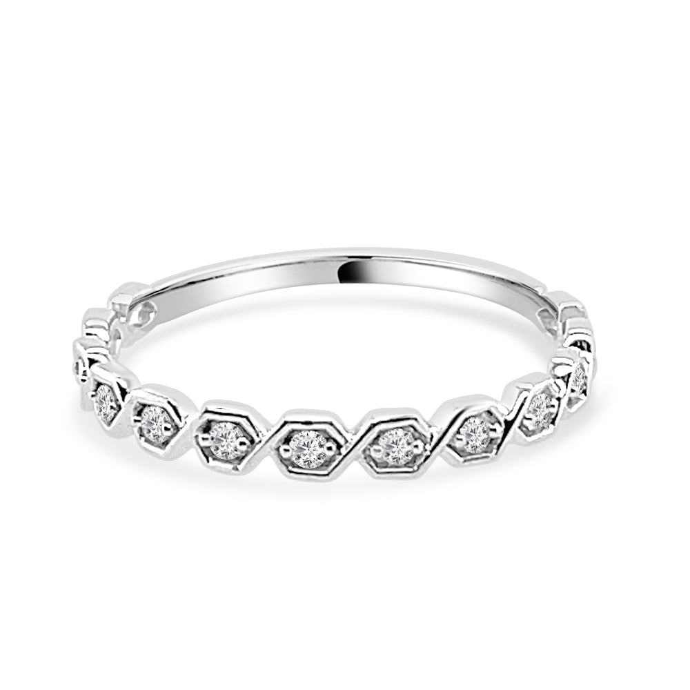 Sure, how about: 10K White Gold Natural Diamond Wedding Band - 0.08 carats