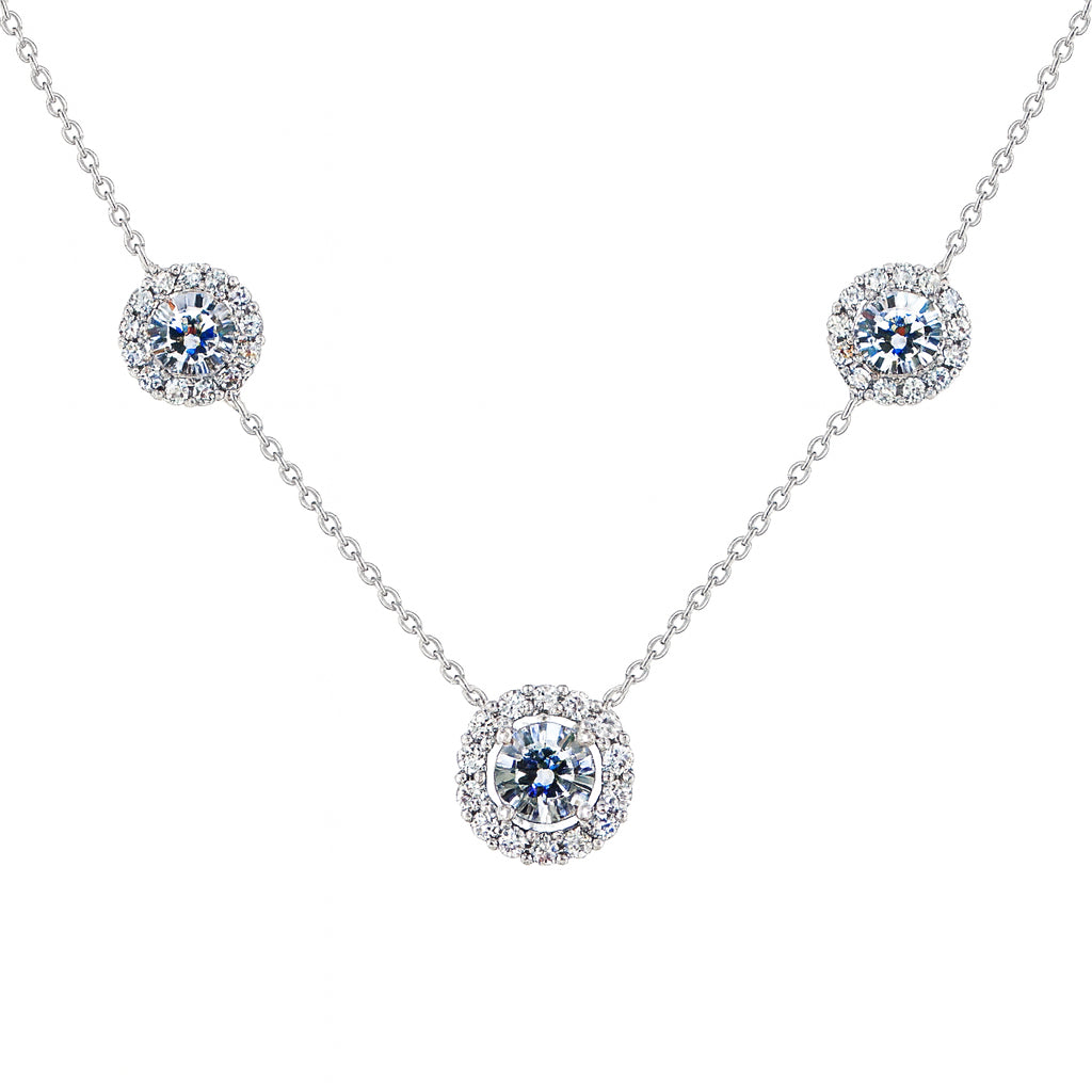 Cz And Silver Earring And Necklace Set