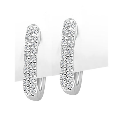 10K White Gold Natural Diamond Round Huggie Earrings - 0.16 carats