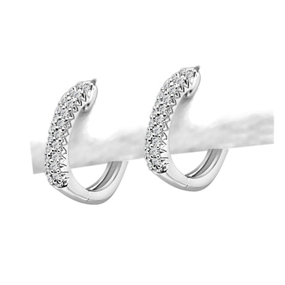 10K White Gold Natural Diamond Round Huggie Earrings - 0.16 carats