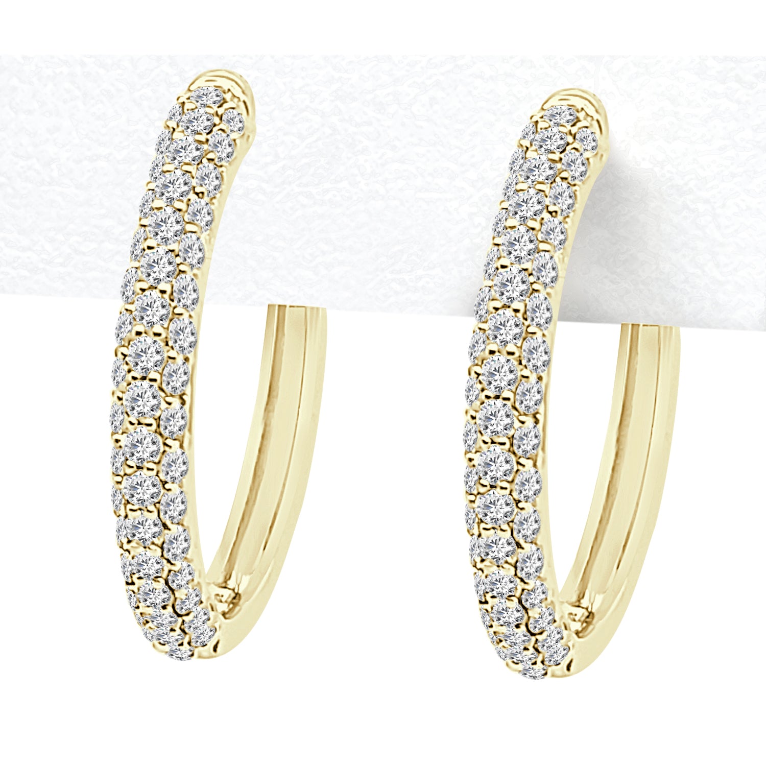 14K Yellow Gold Medium Pave Natural Diamond Earrings - 1.03 ct