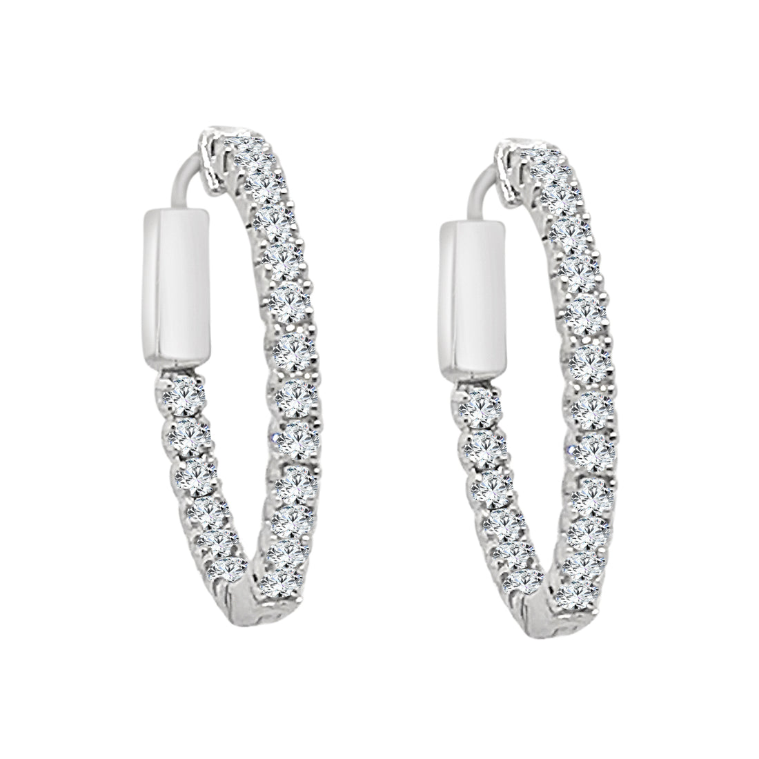 Inside Out 0.75 ct Natural Diamond Earrings in 14 Karat White Gold