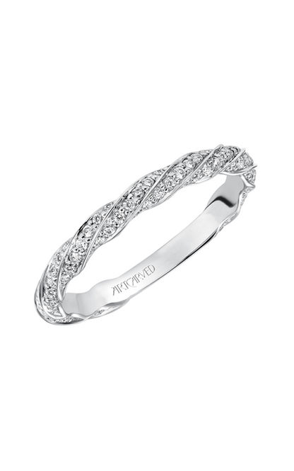 Twisted 14 Karat White Gold Wedding Band with Natural 0.41 Diamond