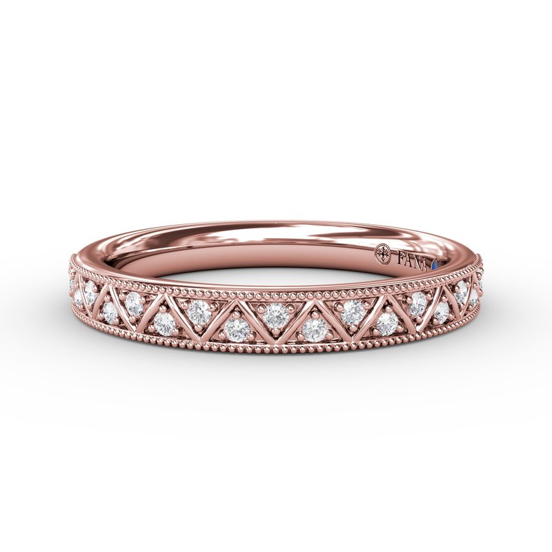 Zigzag Rose Gold Wedding Band with 0.13 Karat Natural Diamond