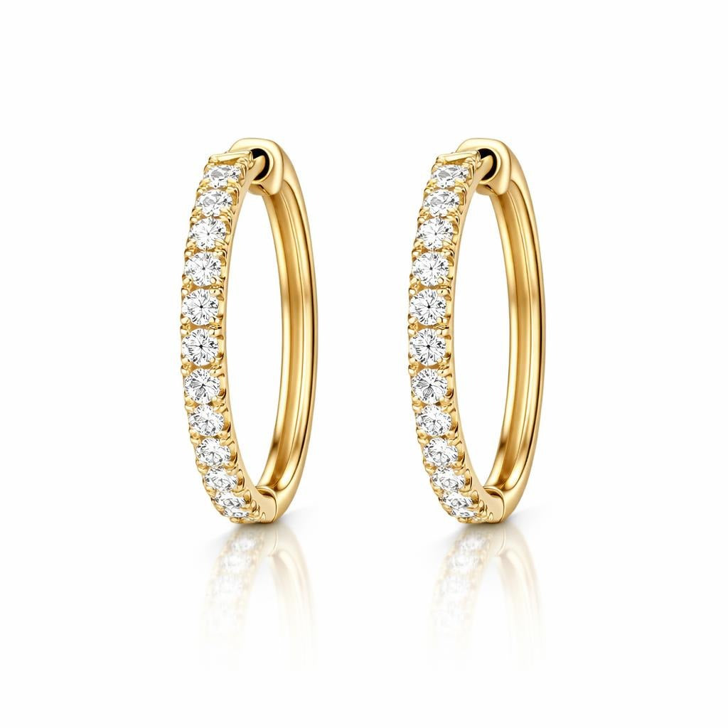 Shared Prong Diamond Hoop Earrings