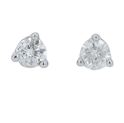 14K White Gold Natural Diamond Solitaire Studs (Round Shape, 0.10 ct)
