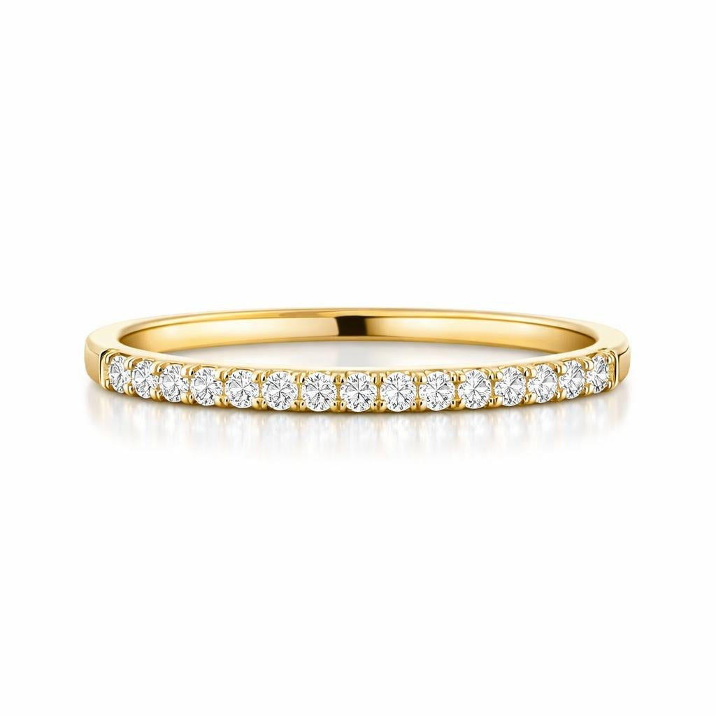 14 Karat Yellow Gold Tiny Prong Wedding Band