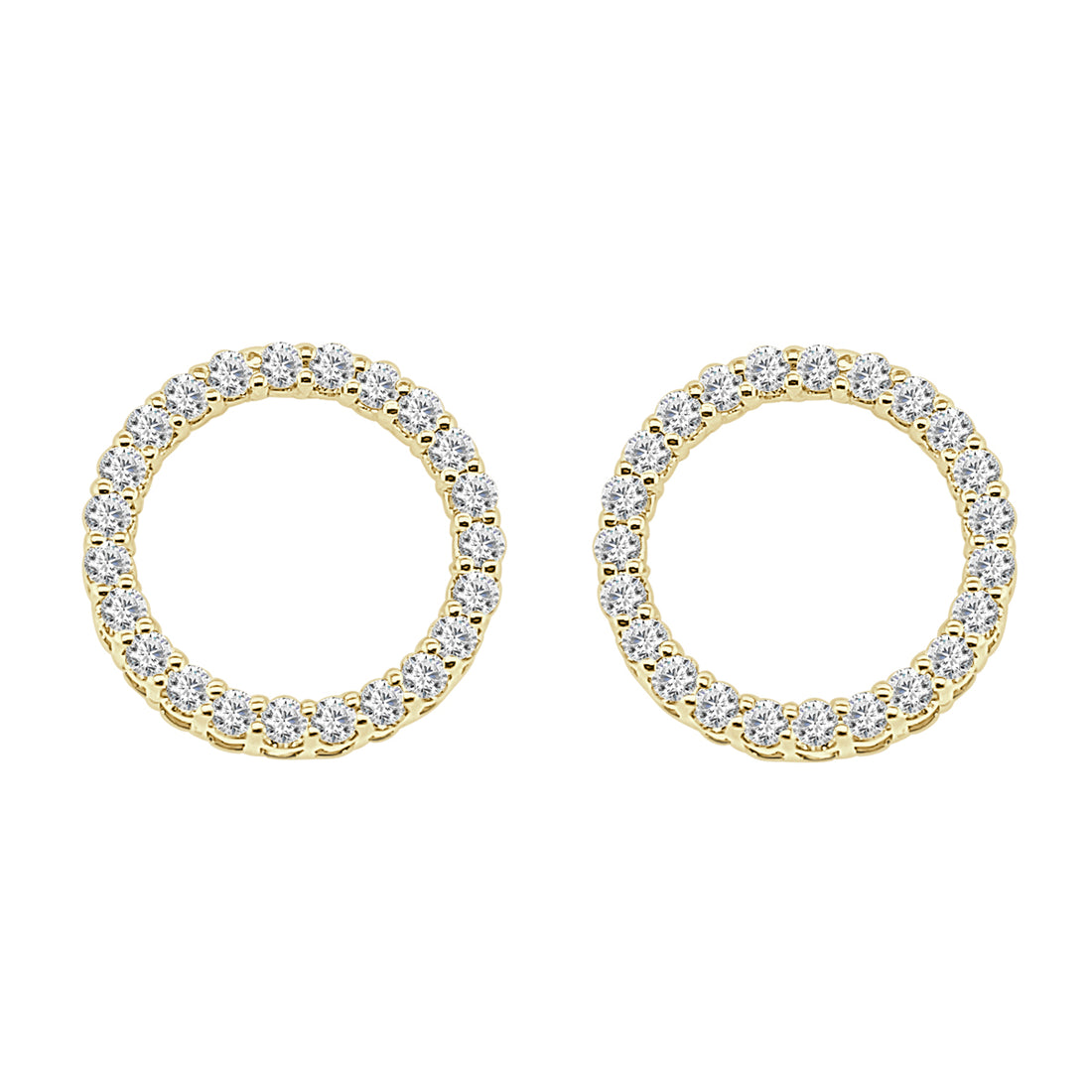 14K White Gold Circle Pendant Necklace with 0.92 Carat Natural Diamond