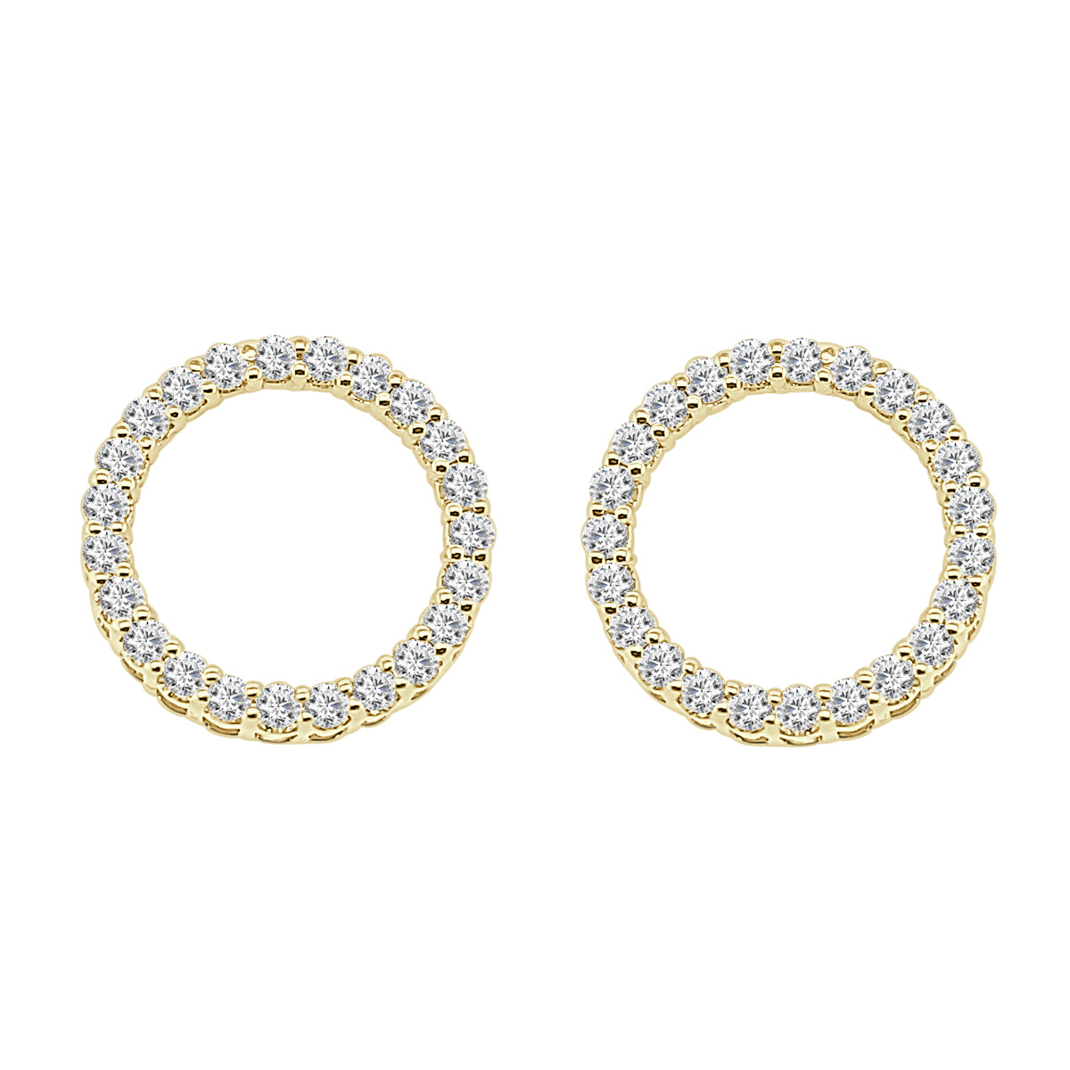 14K White Gold Circle Pendant Necklace with 0.92 Natural Diamond