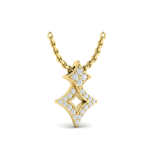 Petite Double Star Diamond Necklace in 14 Karat Yellow Gold - 0.15 Carat