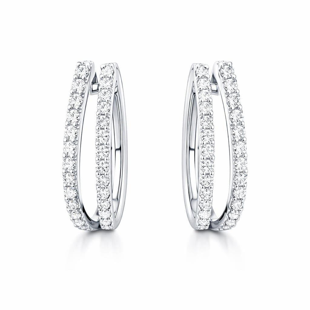 Sparkling Split Hoops - 14 Karat White Gold Earrings