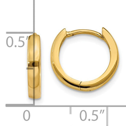 Stylish 14 Karat Yellow Gold Hinged Huggie Hoop Earrings