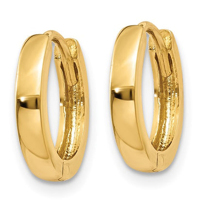 Stylish 14 Karat Yellow Gold Hinged Huggie Hoop Earrings