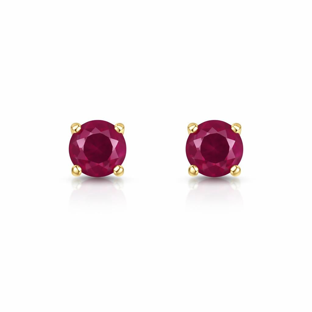 14 Karat Yellow Gold July Birthstone Solitaire Studs