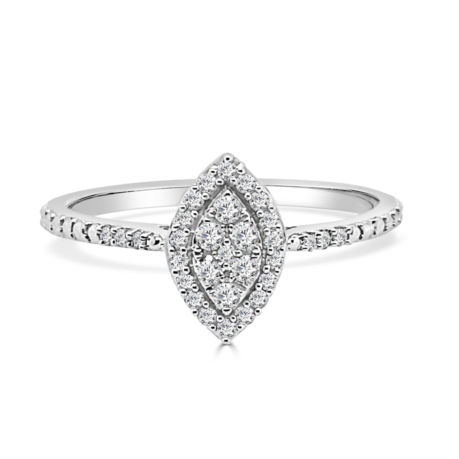 10K White Gold Marquise Cluster Natural Diamond Engagement Ring (0.20 ct)