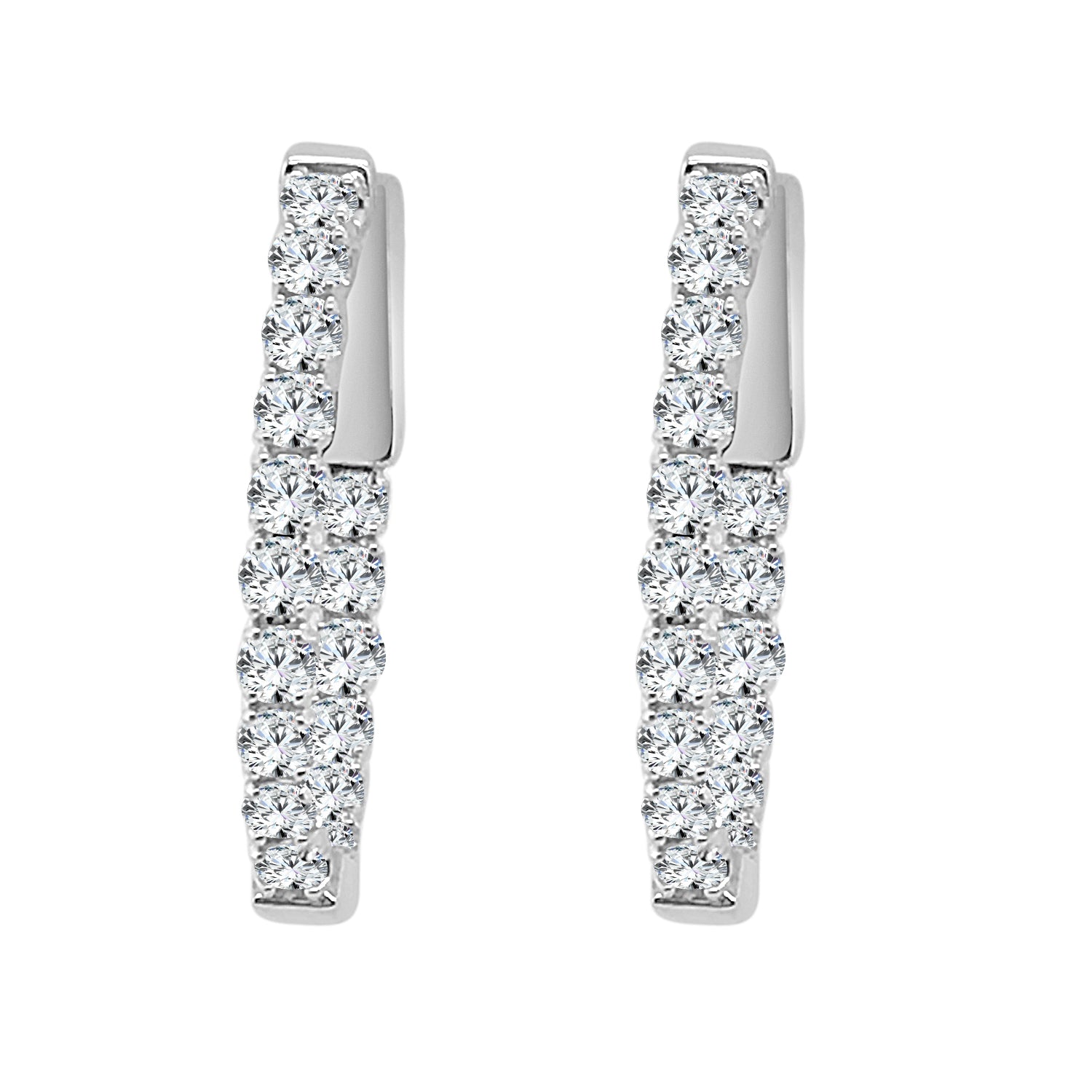 14 Karat White Gold Oval Inside Out Earrings With 1.50 Carats Natural Diamond