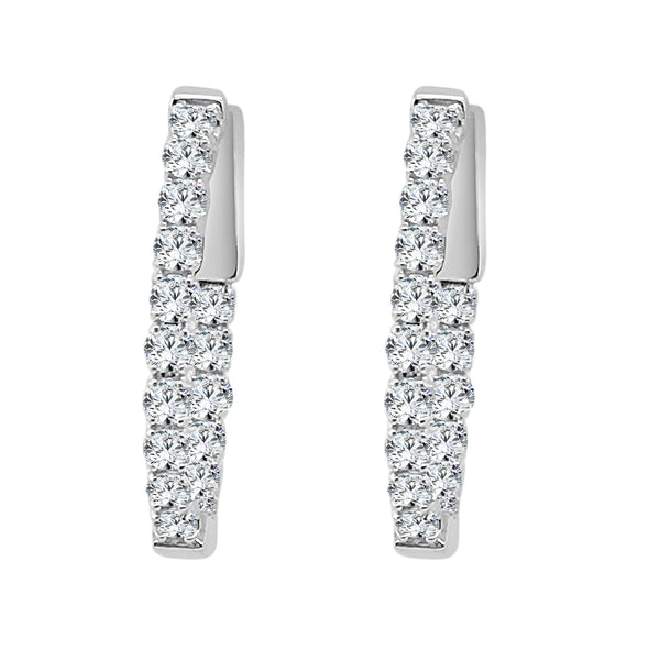 1.50 ct Natural Diamond Oval Inside Out Earrings in 14 Karat White Gold