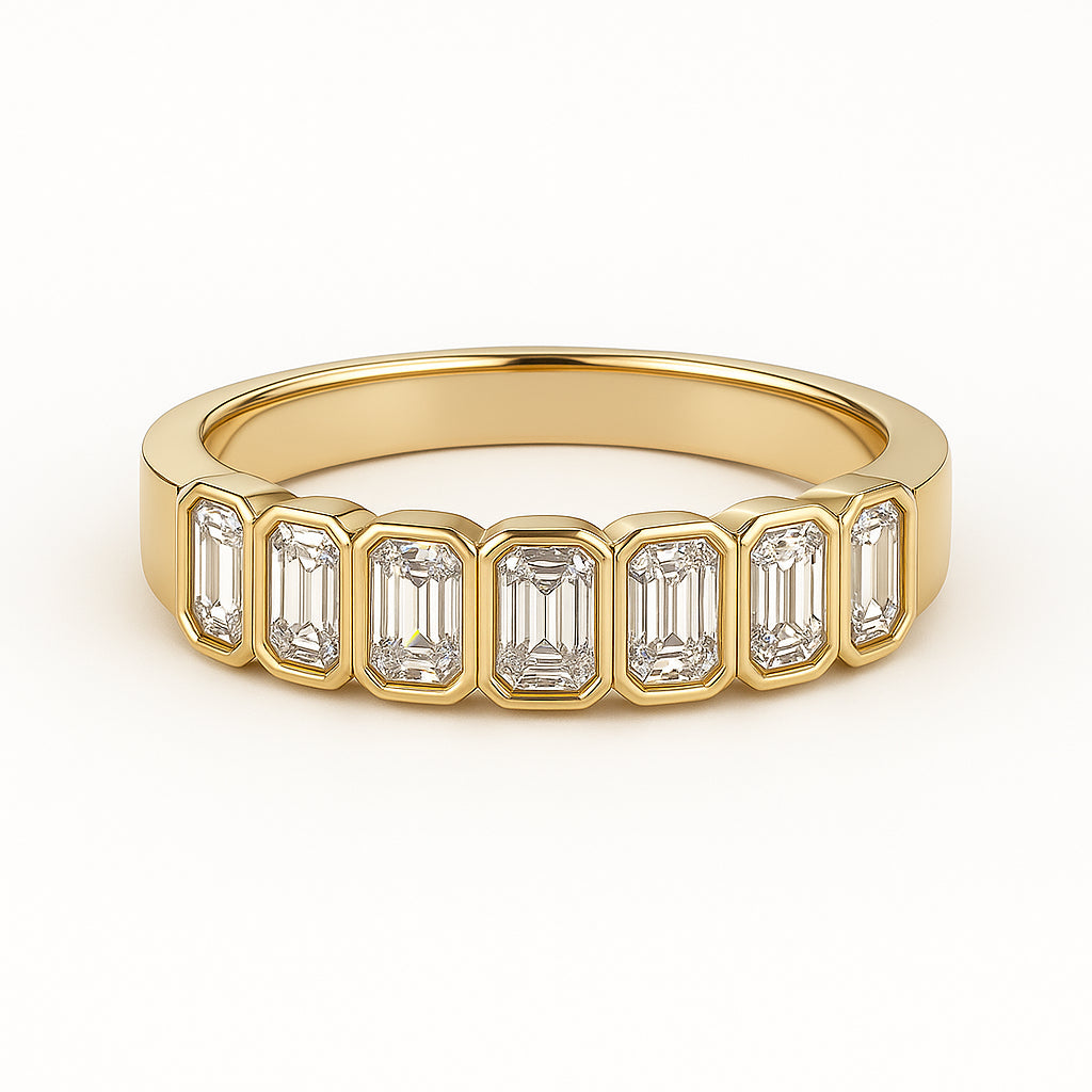 Five Stone Baguette Diamond Ring in 14 Karat Yellow Gold - 0.99 Carats