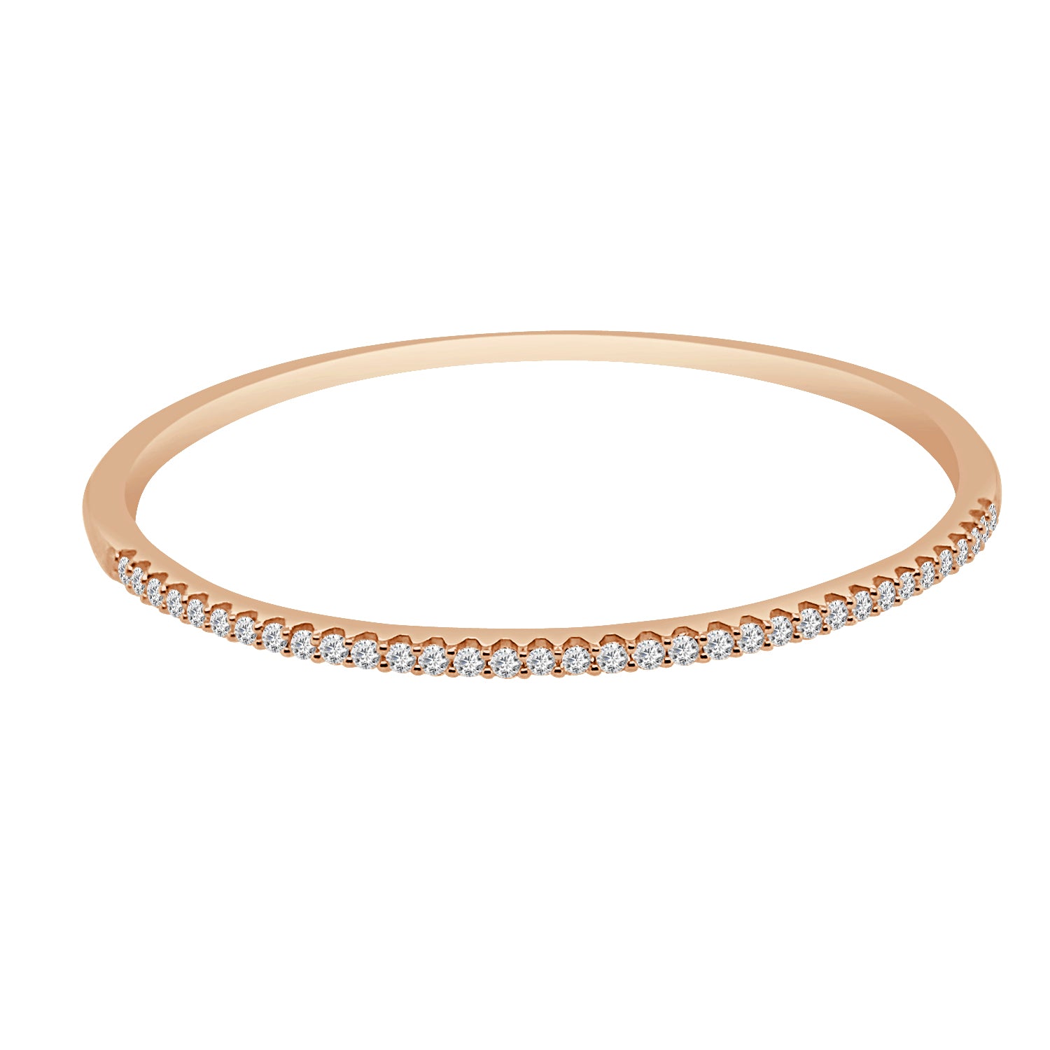 14K Yellow Gold Classic Prong Set Hinge Bangle Bracelet with 1.28ct Natural Diamond