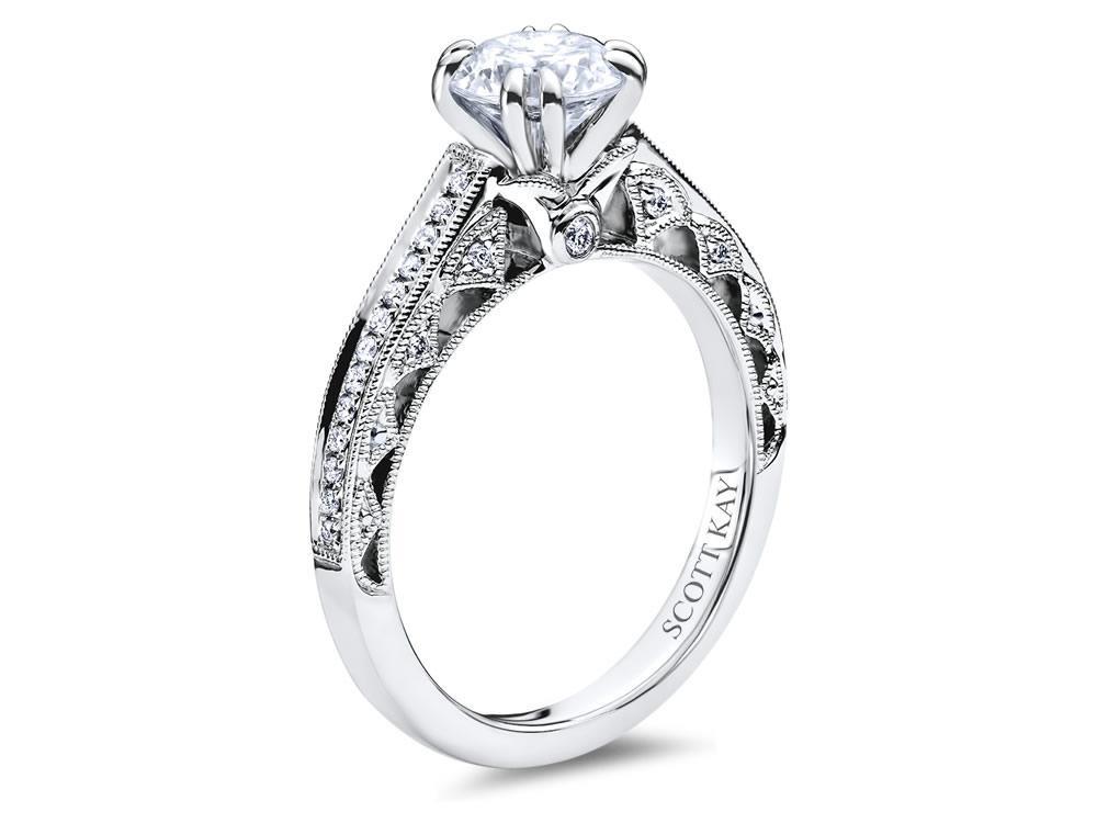 Milgrain-Edged 14K White Gold Engagement Mounting