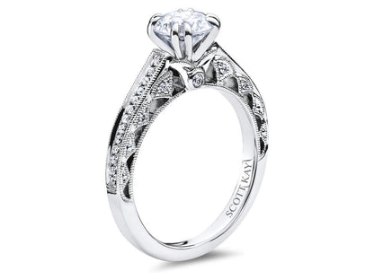 Milgrain-Edged 14K White Gold Engagement Mounting