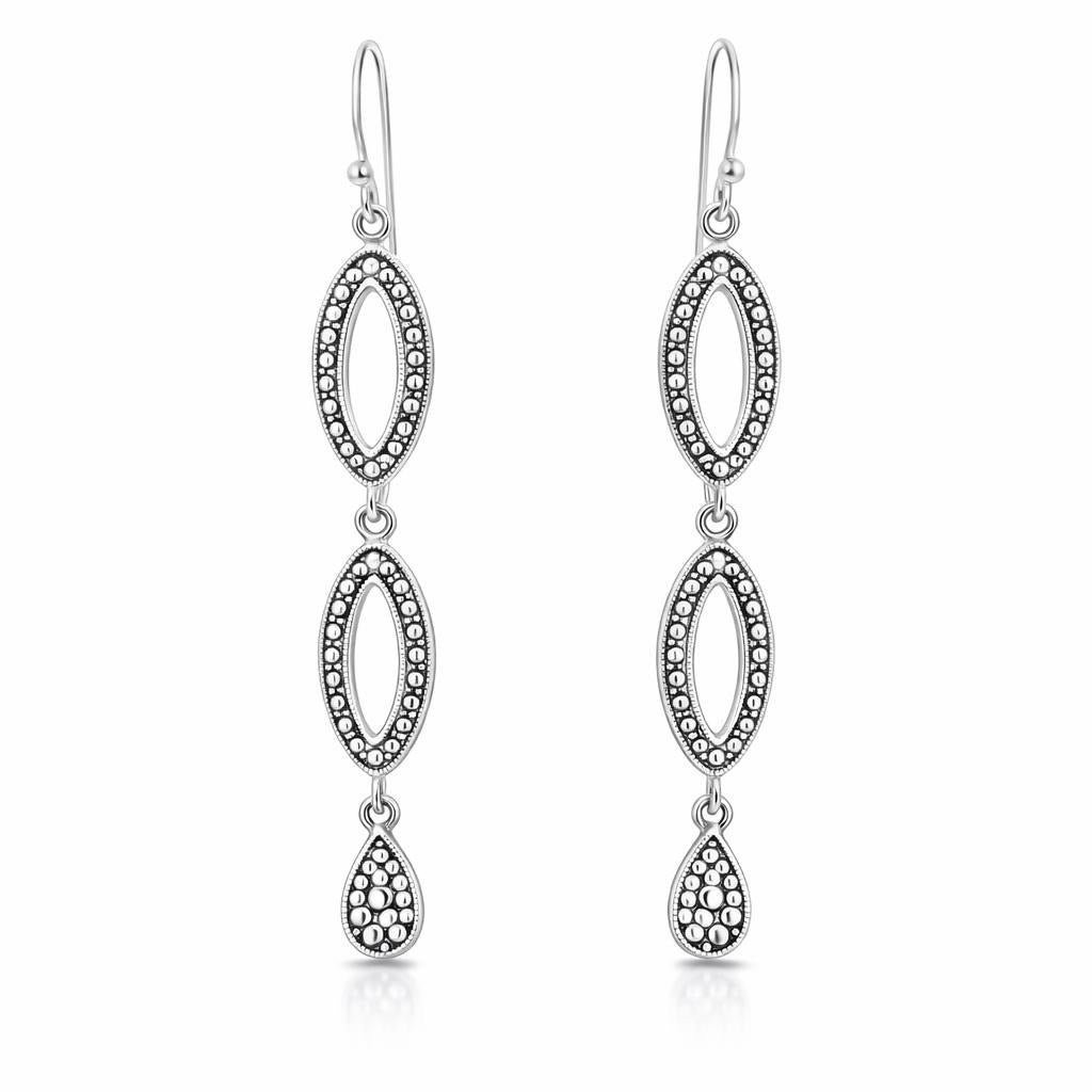 Dot Design Open Sterling Silver Earrings