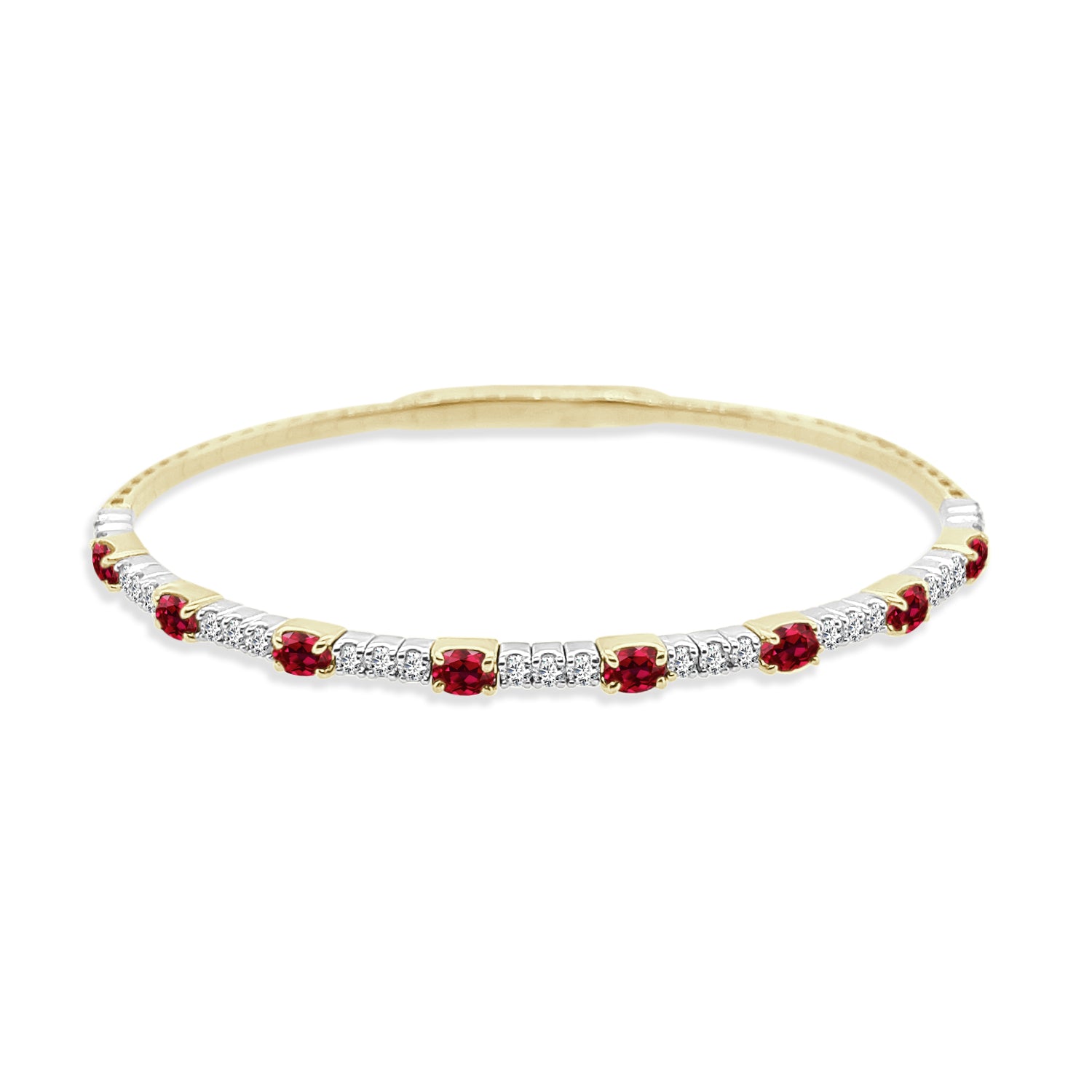 Ruby and Diamond 14K Two-Tone Bangle Bracelet - 1.51 Carats