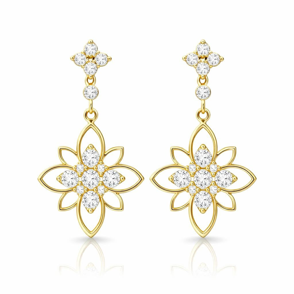 10 Karat Yellow Gold Flower Earrings