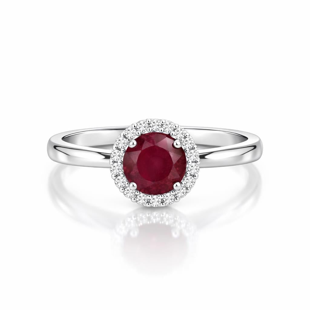 Dyed Red Corundum &amp; White Topaz Ring