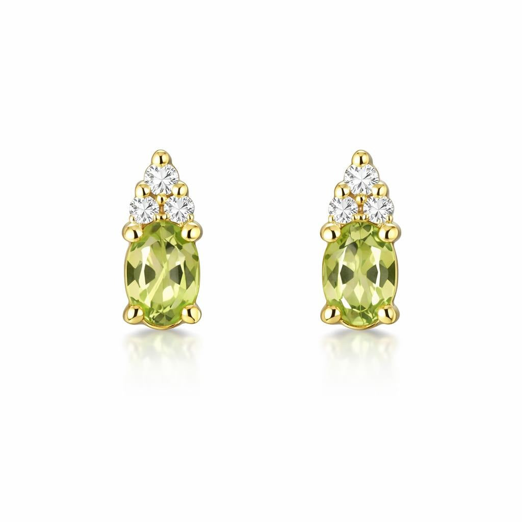 10 Karat Yellow Gold Earrings with Green Gemstone
