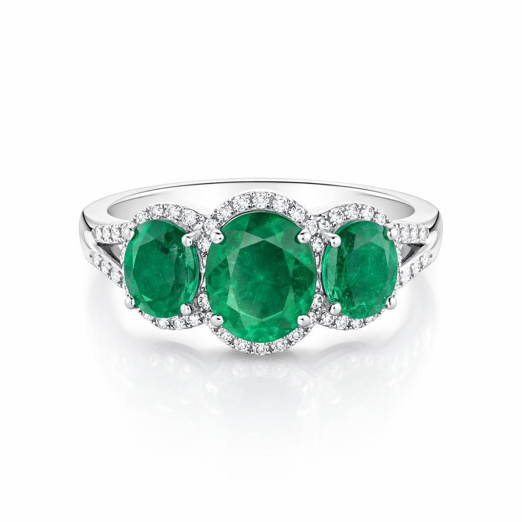 Halo Split Shank Three Stone Ring