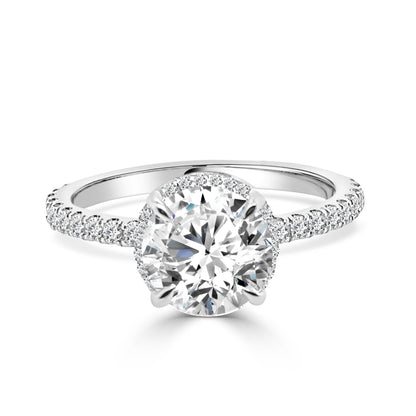 14K White Gold Lab Diamond Round Shape Engagement Ring - 2.00 Carats
