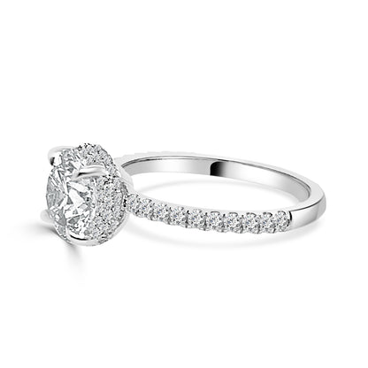14K White Gold Lab Diamond Round Shape Engagement Ring - 2.00 Carats