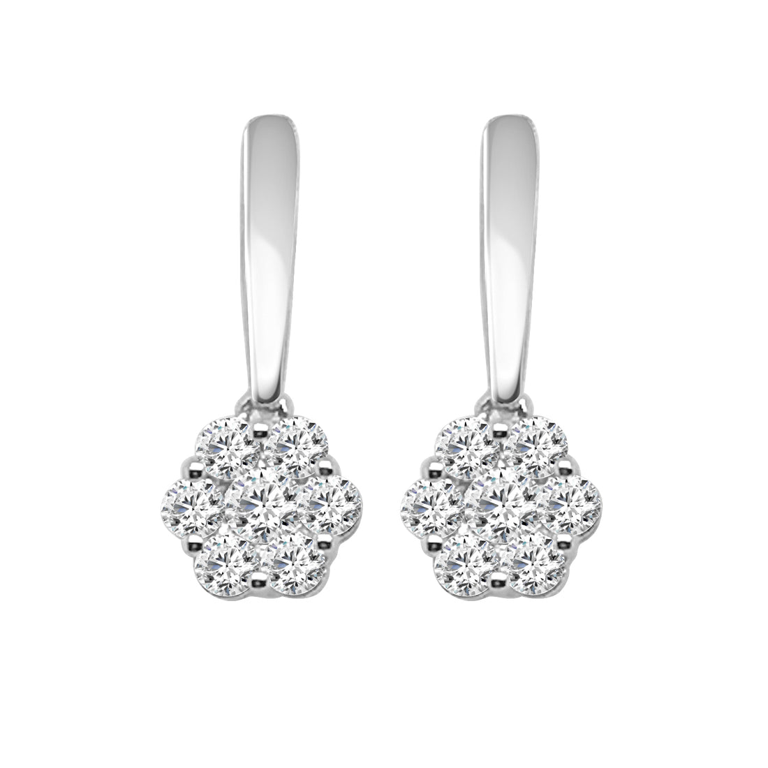 Floral Cluster Diamond Earrings in 14 Karat White Gold - 0.50 Carat