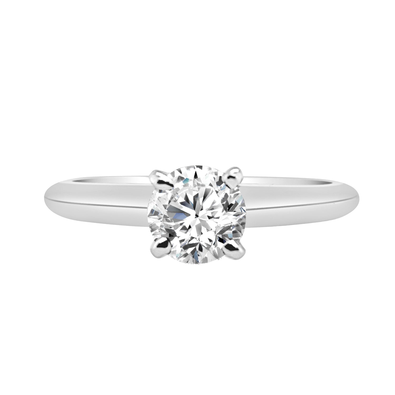 14K White Gold Round Lab Diamond Engagement Ring 0.50 ct