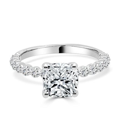 14K White Gold Lab Diamond Cushion Shape Engagement Ring - 1.50 Carat