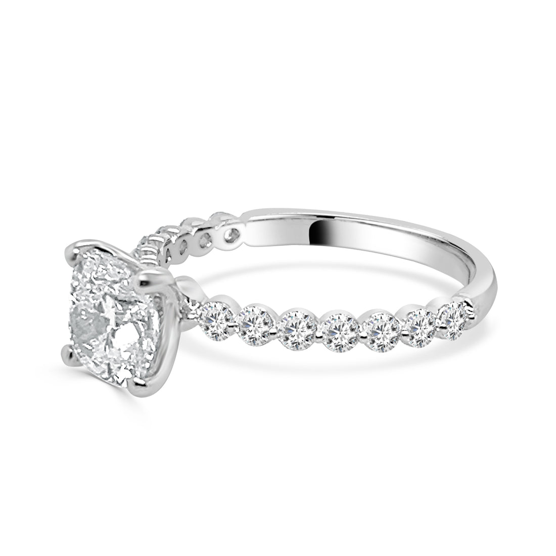 14K White Gold Lab Diamond Cushion Shape Engagement Ring - 1.50 Carat