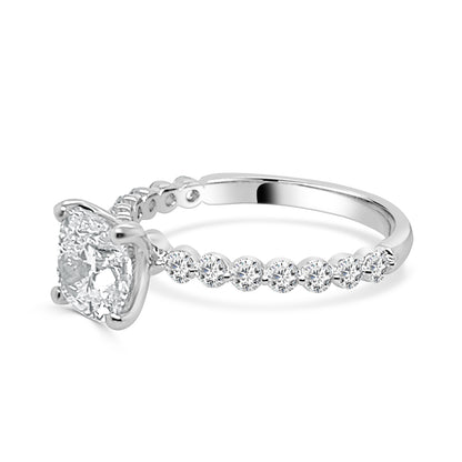 14K White Gold Lab Diamond Cushion Shape Engagement Ring - 1.50 Carat