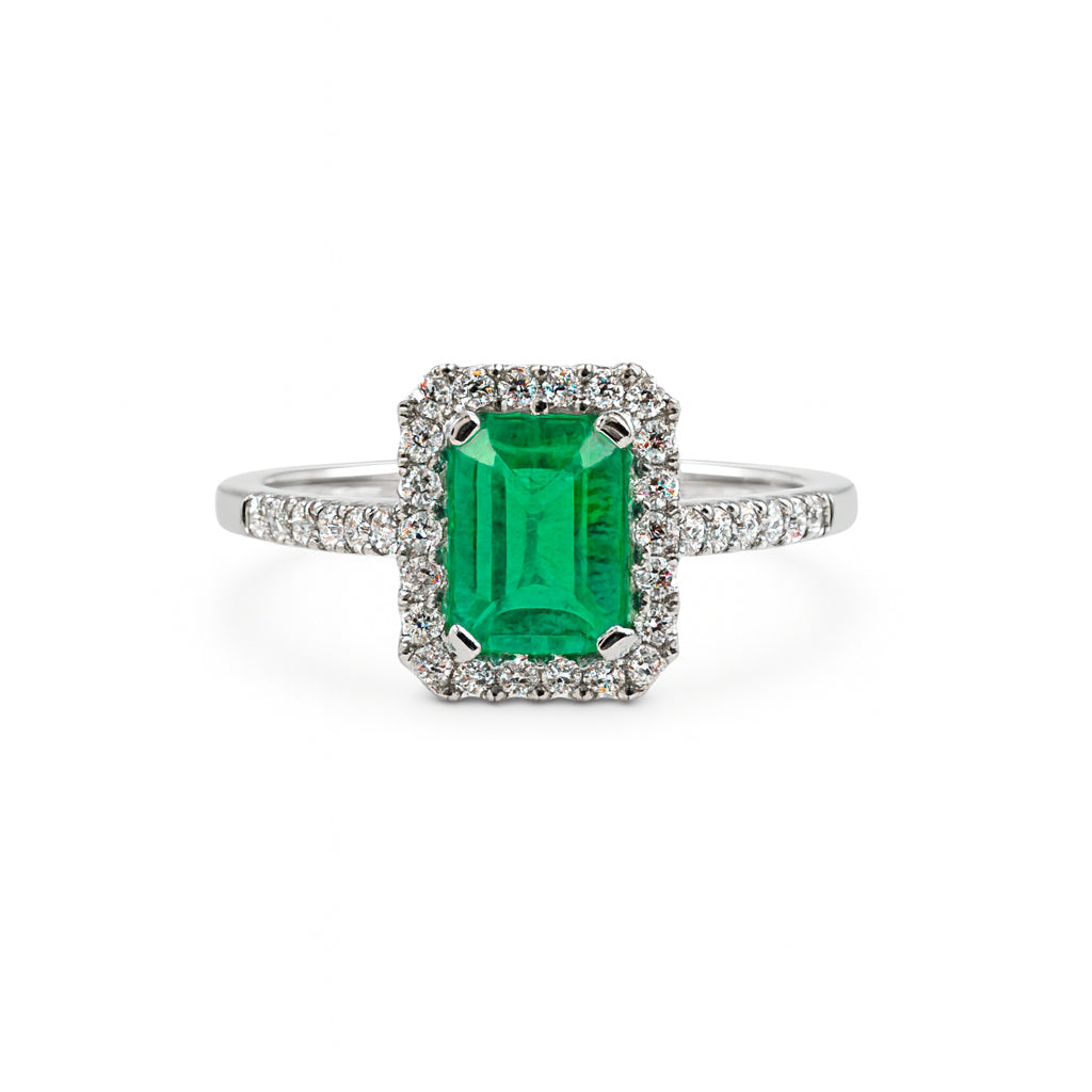 14 Karat White Gold Halo Ring